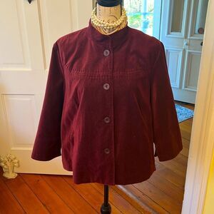 J. Jill Sz L *Holiday* Plum Velvet Cape-style Jacket EUC